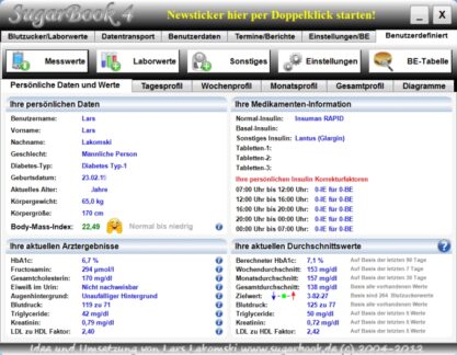 Kostenlose Diabetes-Tagebuchsoftware SugarBook erleichtert den Diabetes im Alltag
