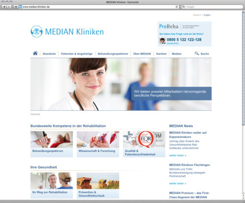 MEDIAN Kliniken mit neuer Homepage im Netz