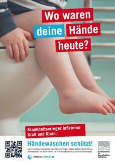 Plakate in öffentlichen WC-Anlagen motivieren zum Händewaschen / BZgA geht an Orte des Geschehens