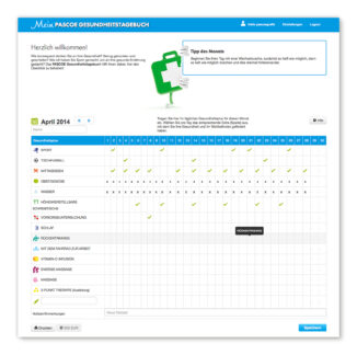 Gesundheitsförderung aktuell: PASCOE bietet Online-Gesundheitstagebuch