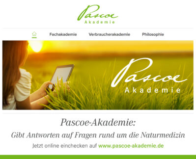 Pascoe-Akademie: Gibt Antworten auf Fragen rund um die NaturmedizinJetzt online entdecken auf www.pascoe-akademie.de