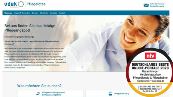vdek-Pflegelotse gehört auch 2020 zu Deutschlands besten Online-Portalen
