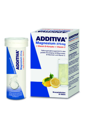 Jetzt neu: ADDITIVA Magnesium 375 mg + Vitamin B-Komplex + Vitamin CEinzigartige Kombination: Unterstützung für Muskeln, Energiestoffwechsel und Immunsystem
