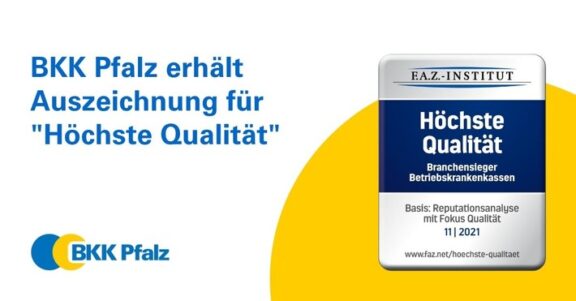 BKK Pfalz erhält Auszeichnung für “Höchste Qualität”