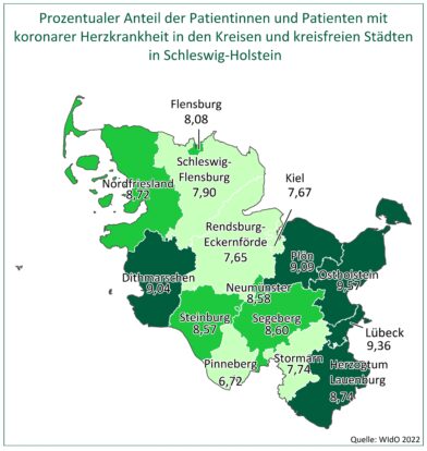 AOK-Gesundheitsatlas: Große regionale Unterschiede bei Herzerkrankung KHK in Schleswig-Holstein Erhöhtes Risiko für schwere Verläufe einer Covid-19-Erkrankung bei KHK-Betroffenen