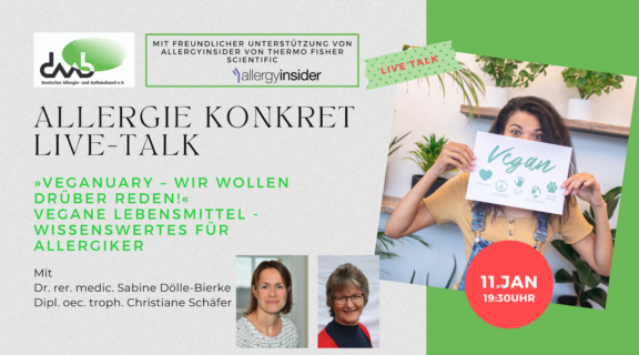 Live Talk Vegane Lebensmittel – Wissenswertes für AllergikerVeganuary – Wir wollen drüber reden!Live-Talk am 11.1.202319:30 Uhr