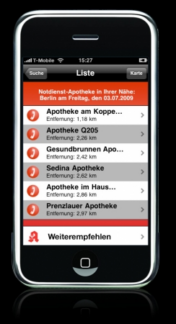 Sinnvolle App: Apotheken-Notdienst via iPhone Nr. 1 der Apple-Dienstprogramme / Viel Lob für Service der 22 8 33-Familie