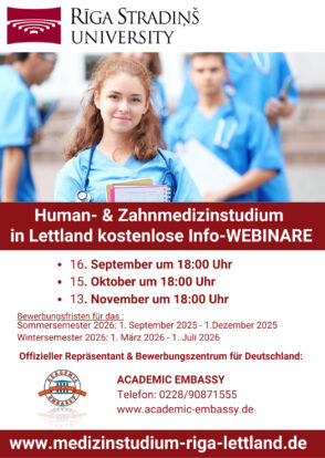 Studienstart im Januar? Kein Problem! Medizin- und Zahnmedizinstudium an der Riga Stradins University – Webinar mit Tipps für den Bewerbungsprozess