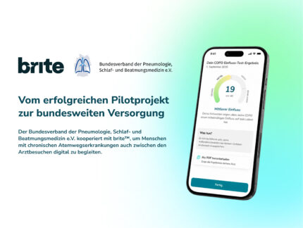 brite™ kooperiert deutschlandweit mit Bundesverband der Pneumologie, Schlaf- und Beatmungsmedizin e.V.: Kostenfreie digitale Begleitung für Patienten mit Asthma und COPD