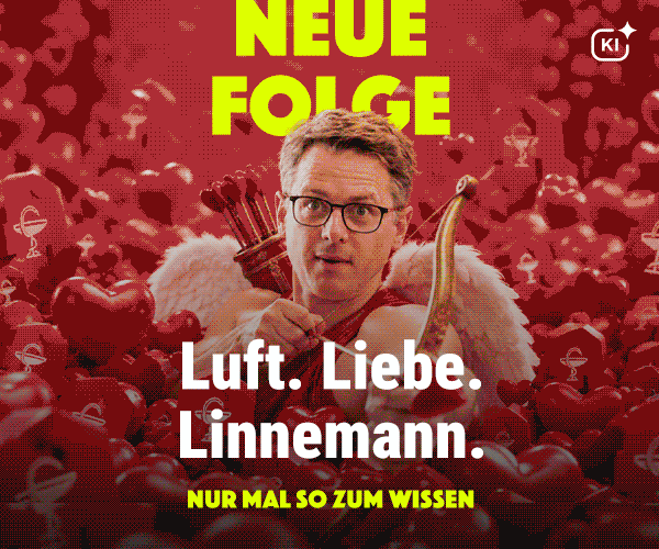 Anzeige für den Podcast "Nur mal so zum Wissen" von Tom Bellartz und Patrick Hollstein. Die aktuelle Folge hat den Titel "Luft. Liebe. Linnemann."